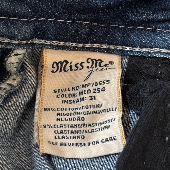 Miss Me Jeans Skinny Mid Rise Embellished Pockets Dark Wash Size 27x31 - Picture 7 of 8